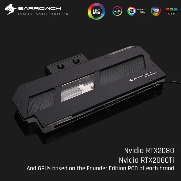 

Barrowch FB-NVG2080T-PA LRC2.0 GPUBlocks Digital Display Thermometer Aluminum Alloy Panel For Founder Edition RTX2080Ti/2080