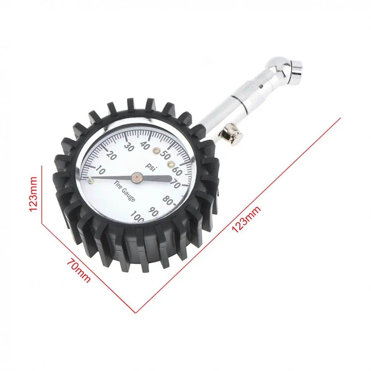 100 PSI Универсальный ABS+ металлический манометр для автомобильных шин с коротким измерительным клапаном и силиконовым защитным рукавом