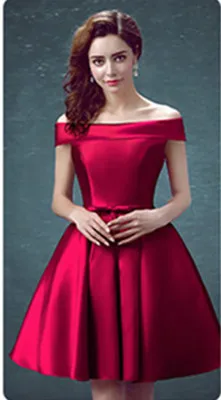 wine red HJZY009# платье с вырезом лодочкой, на шнуровке, цвета Красного шампанского, для свадебной вечеринки, выпускного вечера, для девочек,,, платья подружек невесты, короткие,, для женщин - Цвет: wine red