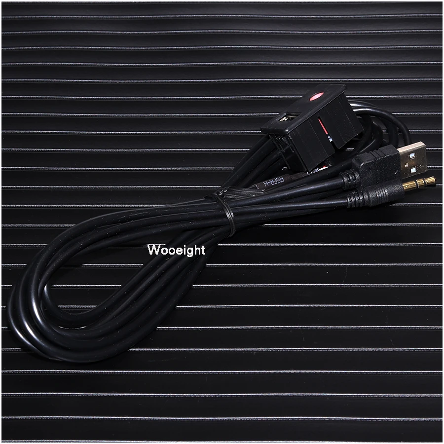 Wooeight Universal Dashboard Extension Cable 3 5mm USB AUX Socket Headphone Male Jack Flush Mount Mounting Adapter Panel Input