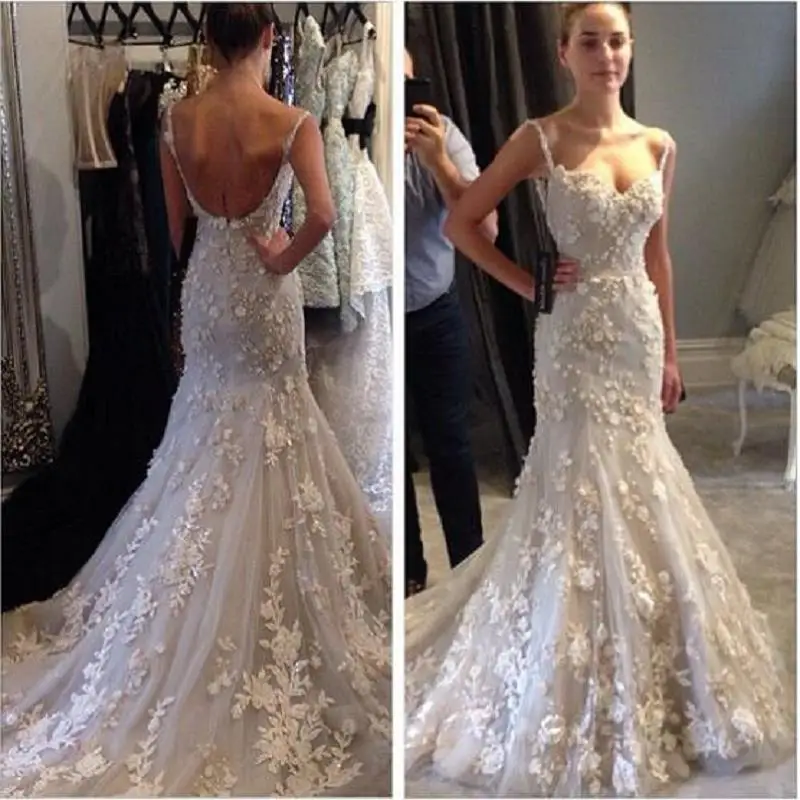 Vestido de noiva пикантные спинки Русалка Свадебные платья 2019 аппликация кружево Тюль ручной работы свадебные Бесплатная доставка онлайн