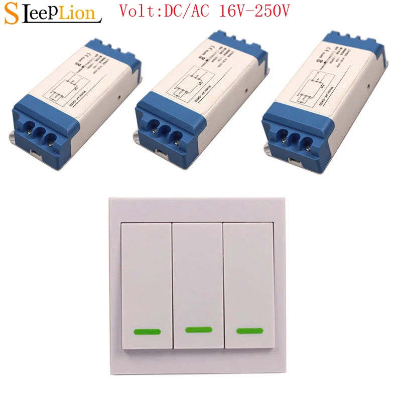 

Sleeplion DC/AC 16V-250V Wireless Wall Remote Control Switch 85V 110V 220V LED light Lamp Fan Wide Voltage Switches
