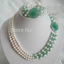 Натуральный женский подарок ювелирные изделия WGP слово тонкий кварцевый камень драгоценный камень натуральный красивый белый жемчужный зеленый браслет кулон ожерелье набор