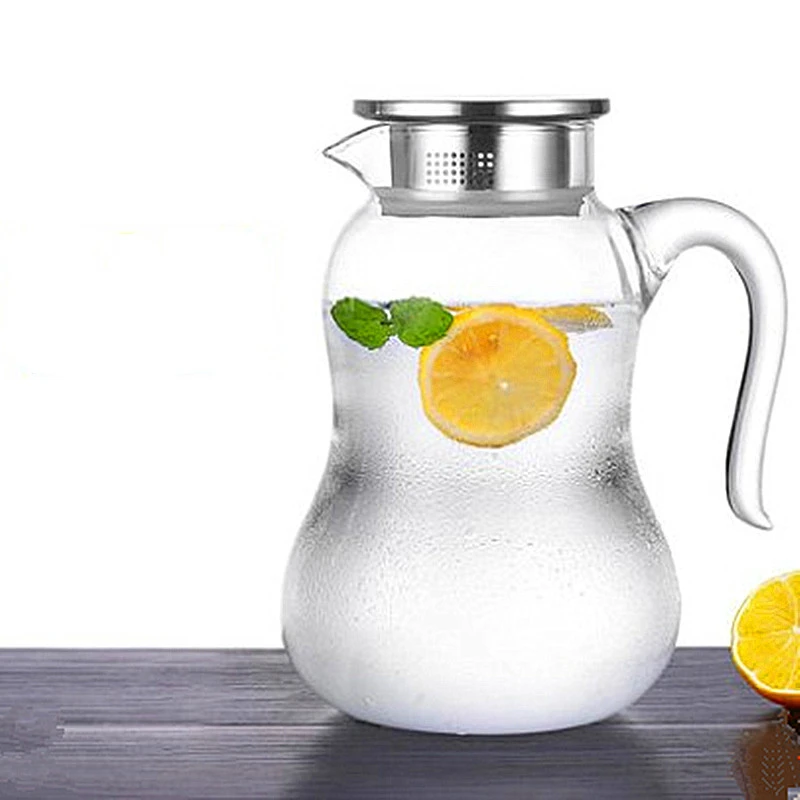 

2L large capacity filter flower teapot explosion-proof heat-resistant glass kettle with lid handle juice pot home