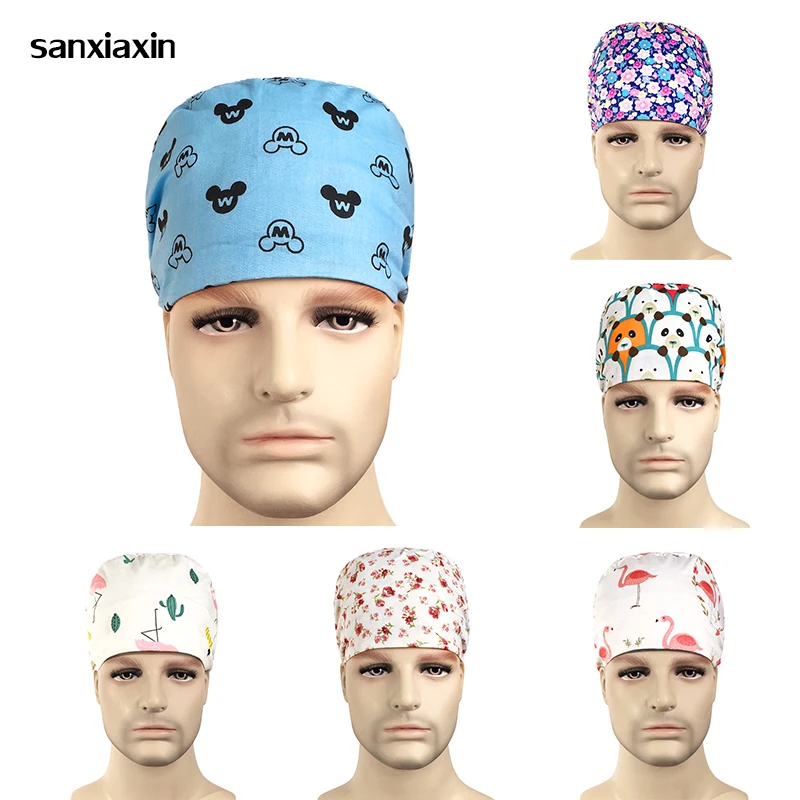 

sanxiaxin Unisex Beauty Cap Cap Practical Medical Surgical Surgery Hat Nurses Printing Cap Doctor Hat Food Service Working hat