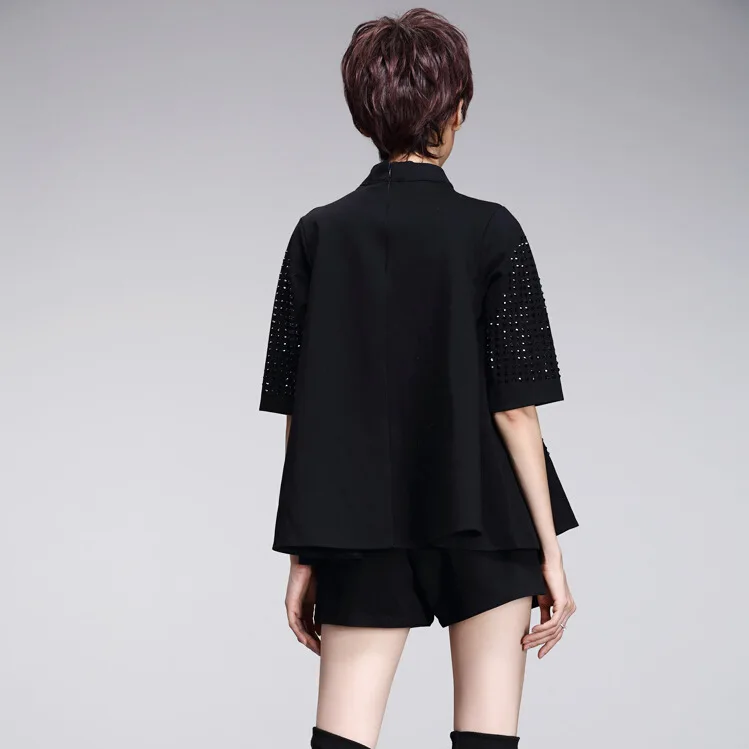 Женский костюм из двух предметов: футболка с заклепками и шорты|suit shorts women|clothes