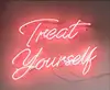 Custom Treat Yourself Blue White Red Pink Deep blue Purple Turquoise Green Yellow Glass Neon Light Beer Bar