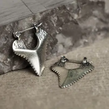 

New Style Real 925 Sterling Silver Shark Teeth Earrings Sawtooth Ear Stud Earring Allergy Free Jewelry
