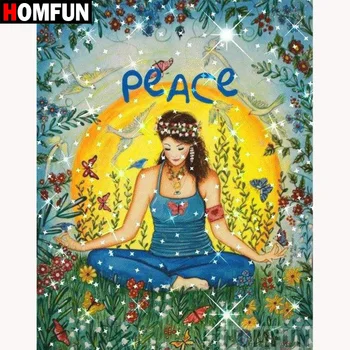 

HOMFUN Full Square/Round Drill 5D DIY Diamond Painting "Peace girl" 3D Diamond Embroidery Cross Stitch Home Decor A18582