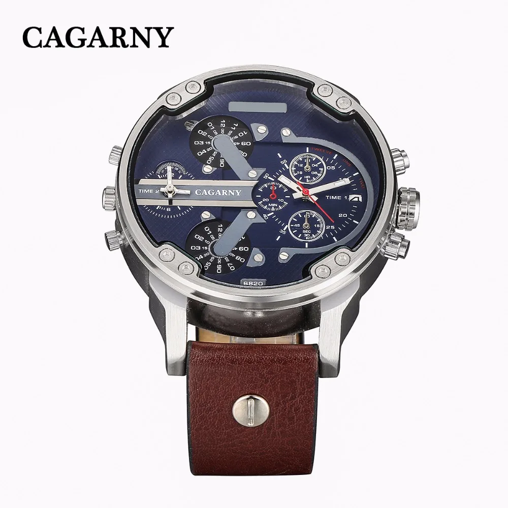 2019 drop shipping top luxury brand cagarny mens watches leather strap big case gold black silver dz military Relogio Masculino male clock man hour (44)