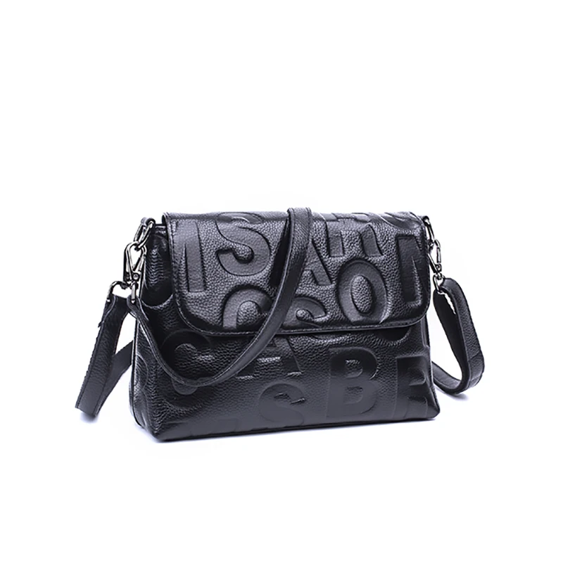 Сумка мессенджер из натуральной кожи с рельефными буквами 26*19*8 см|genuine leather shoulder
