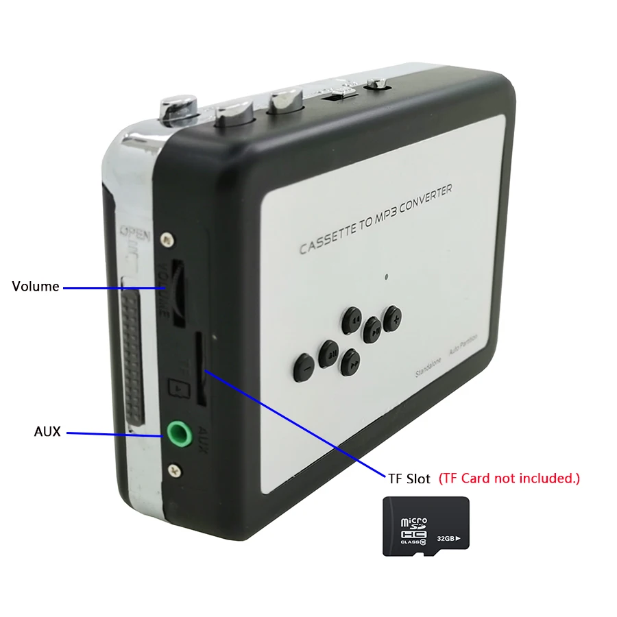 Кассетный плеер портативный, Автономная Кассетная лента в MP3 конвертер, Walkman ленты рекордер через TF карту с наушниками