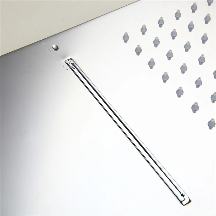 bathroom tow shower way shower faucet set bar shape super thin brass body rainfall head and 3 control valve set