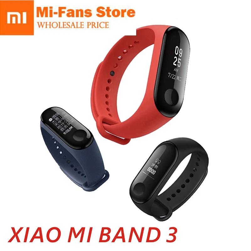 

In stock 2018 New Original Xiaomi Mi Band 3 Smart Bracelet Black 0.78 inch OLED Instant Message Caller ID Weather Forecate
