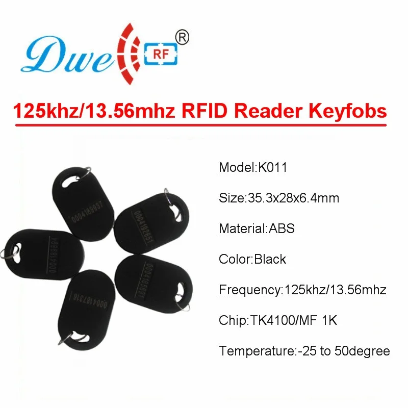 DWE cc rf Карточки контроля доступа черный RFID считыватель тег EM4100 брелки для Система контроля доступа K016