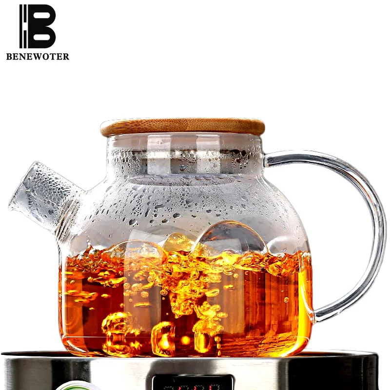 1L Japanese Heat Resistant Glass Lemon Flower Teapot Direct Fire