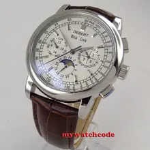 famous brand 42mm debert white dial date day coffee strap multifunction automatic mens Watch famous brand 42mm debert white dial date day coffee strap multifunction automatic mens Watch