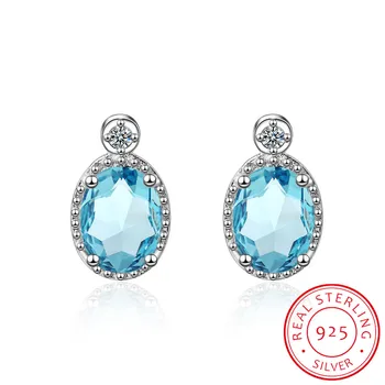 Natural Sky Blue Topaz Earrings