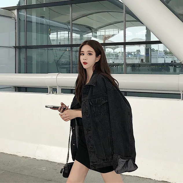

2 colors plus size Jeans Jacket Women solid color vintage style Denim Jacket Femme Jacket Basic Coats womens 2018 (R332)