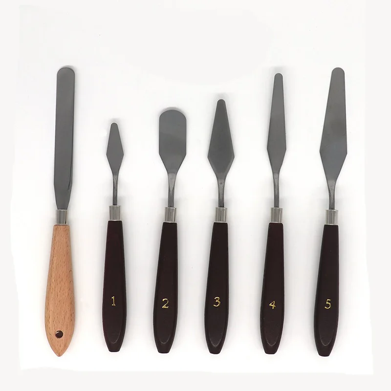 Инструменты для удаления 3D печати с натуральной прочной деревянной ручкой, набор инструментов для 3d принтера шпатель палитра нож, 6 шт
