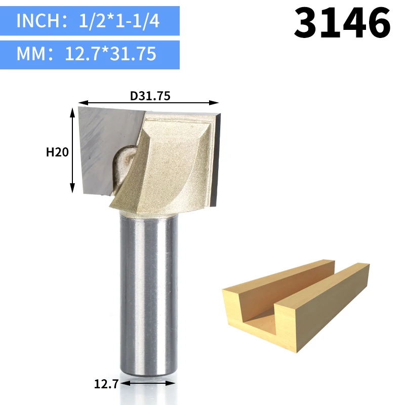 HUHAO 1pcs 1/2" Shank CNC Cleaning bottom router bit Woodworking Tools two Flute endmill router bits for wood cutting tools - Длина режущей кромки: 3146