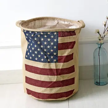 

USA flag debris bucket Storage Basket debris storage baskets household cosmetics, underwear, storage barrels