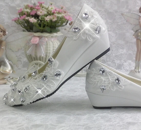 3cm Wedges Heel Wedding Shoes For Women Comfortable Light Ivory