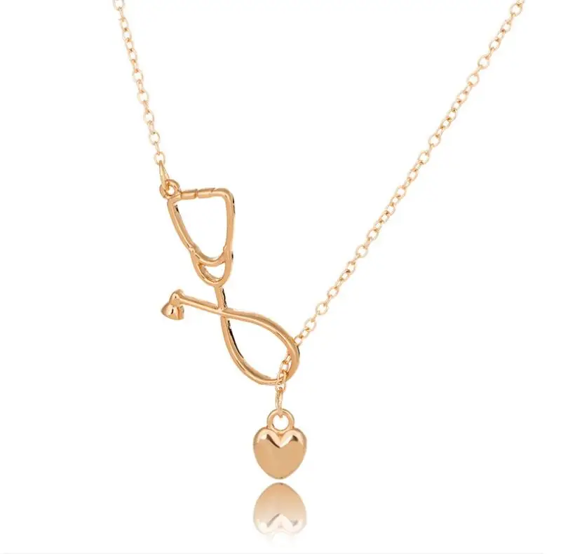 Stethoscope Lariat necklace for Women Heart and Stethoscope Necklaces for Doctor medical student Gift  Doctor Nurse Jewelry