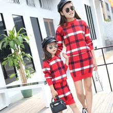 girls clothes sets elsa dress mother and daughter clothes plaid kids princess dress girl dress children