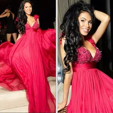 Funkelnden Puffy Chiffon Prom Lange Kleider 2016 A Line Flügelärmeln Wulstige Abendkleid Flowey Abend Formale Kleider Vestido longo