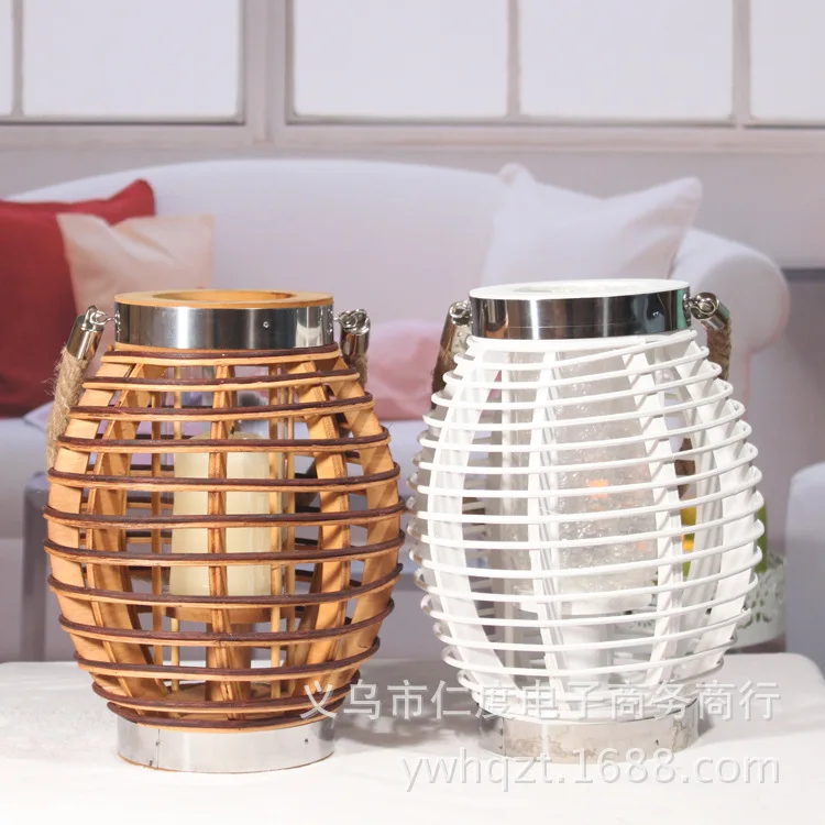 Handmade rattan factory direct new portable wooden candlestick wedding candelabra home Decoration