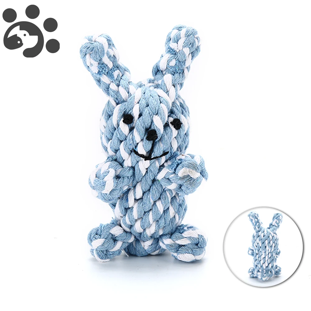 

Pet Dog Toys For Dog Pet Molar Rope And Tooth Cleaning Toy Lovely Rabbit Shape Handmade Braided Cotton Ropes Bite Toys TY0042