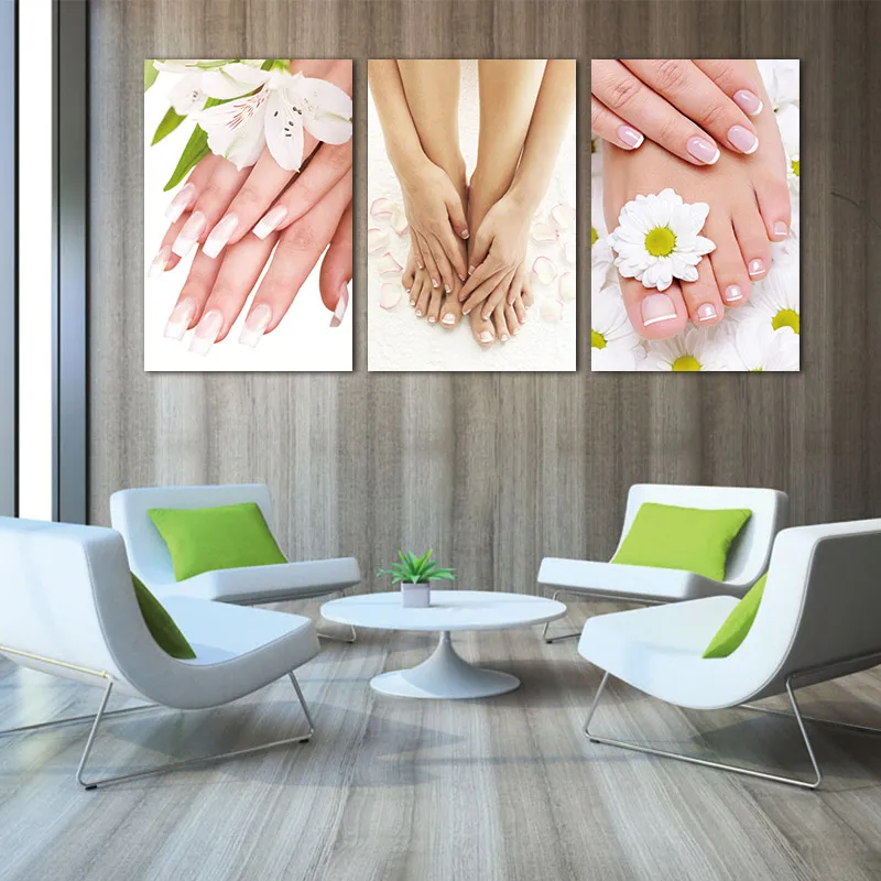 Flower Nails Spa Wall Art Beauty Salon Room Decor 3 Pieces Canvas Print  Cuadros