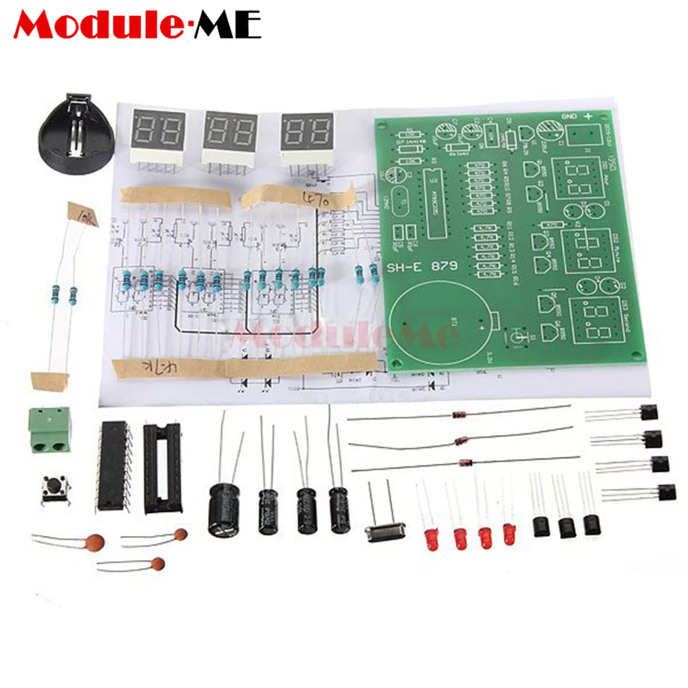 

9 -12V 6 Digital AT89C2051 LED Electronic Clock Parts Components Suite DIY Kit Module Diy Electronic PCB Board