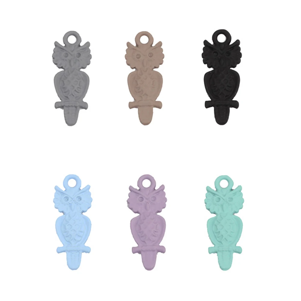 

1 piece 20mm 2018 DIY jewelry accessories spray paint alloy small Rubber color animal bird Owl charms pendant for bracelet