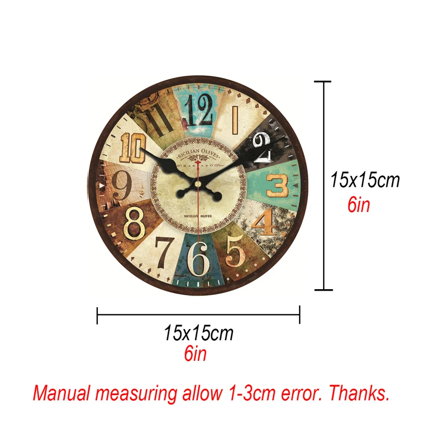 MEISTAR 4 узора винтажные деревянные дизайнерские часы Бесшумный домашний декор кафе офисные кухонные часы настенные дизайнерские часы 6 дюймов(15 см