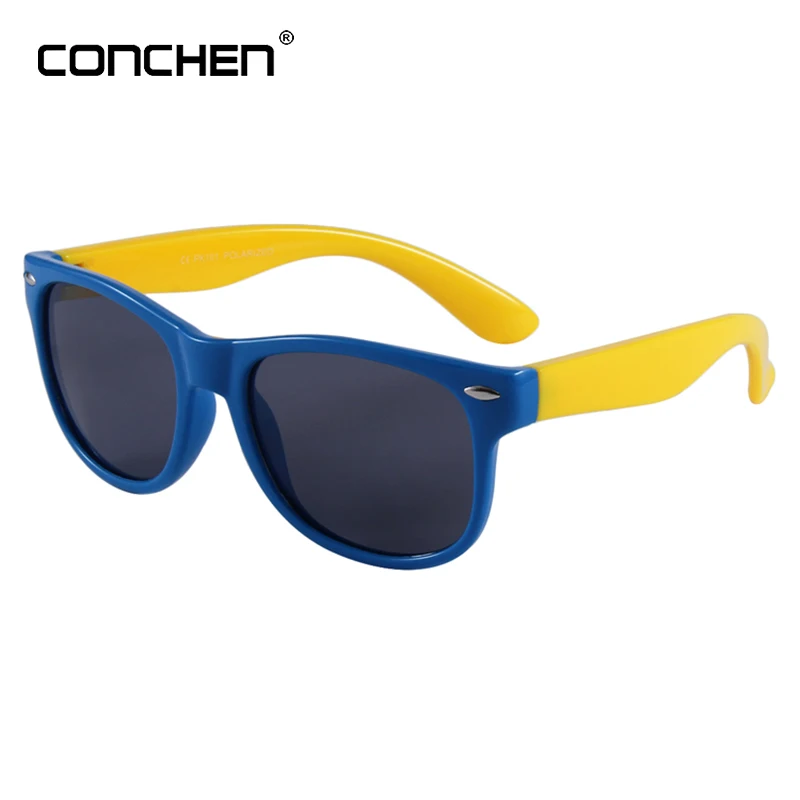 

CONCHEN New Boys Girls Baby Silicone Safety Polarized Kid Sunglasses Square UV400 Sun Glasses Eyewear Child tinge Gafas Infantil