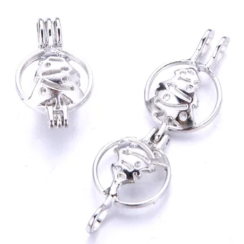 

5pcs Silver Christmas Tree Pearl Cage Fine Pendant Jewelry DIY Cage Necklace Aroma Essential Oil Diffuser Box For Oyster Pearl