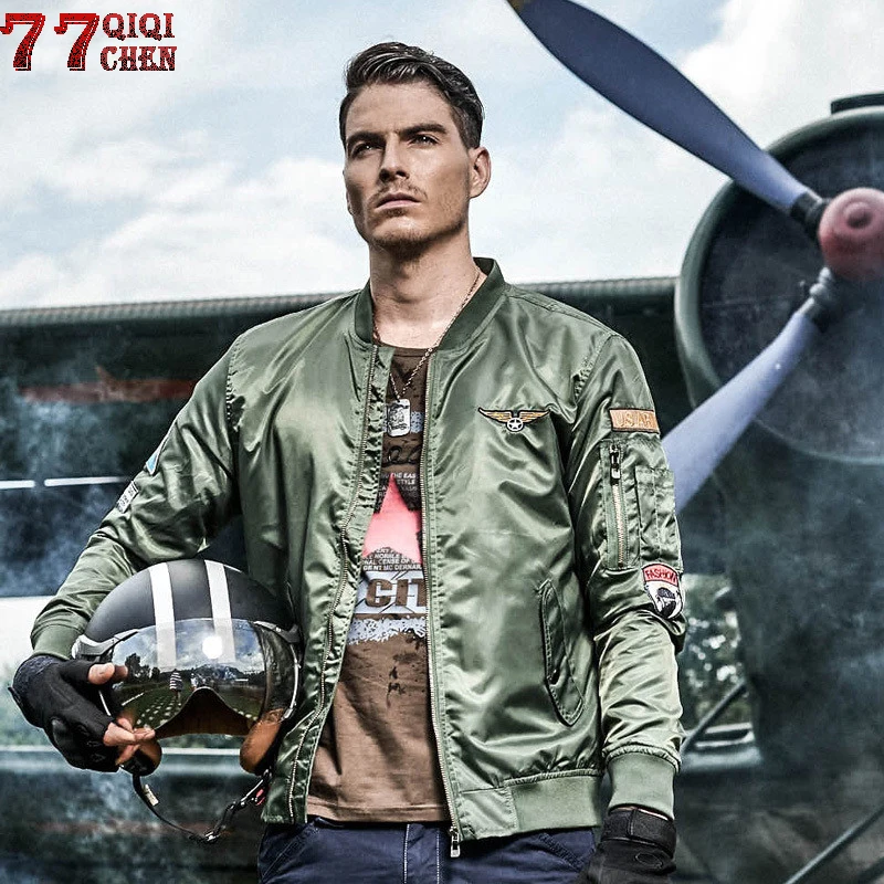 QIQICHEN 2020 пилот Курточка бомбер Для мужчин со стоячим воротником верхняя одежда - Фото №1