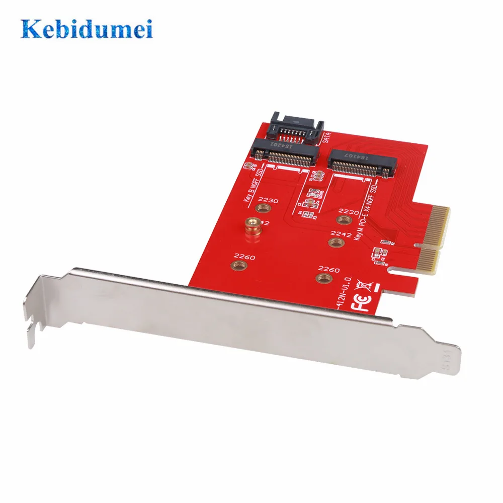 Kebidumei Pci E X4 для жесткого диска Ngff (M.2) Ssd карта расширения M ключ и B Ключ Sata кабель