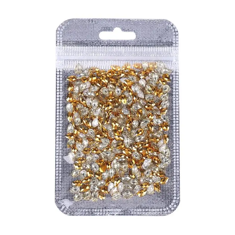 

500pcs/bag Gold Color Non Hotfix Resin Rhinestones Eye Shape Water Drop DIY 3D Nail Rhinestones Nails Art Decoration Accessoires