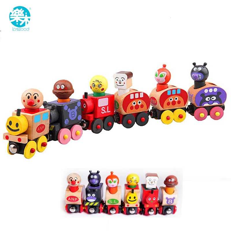 Baby wooden font b toys b font font b Toy b font Vehicles 6pcs magic Train