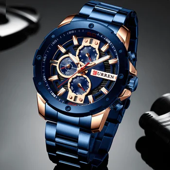 

Curren Mens Watches Top Brand Luxury Chronograph Men Watch Steel Luxury Waterproof Sport Watch Men Male Clock Man Wristwatch