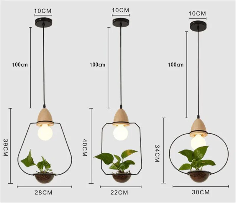 E27 Современная нордическая железная подвесная люстра с кашпо, ресторан для столовой, Подвесная лампа, черный белый цвет деревянный подвесной светильник