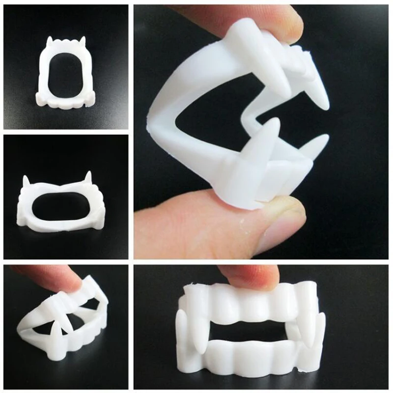 

New Vampire White Denture Halloween Props Terrorist Whole Tricky Toys