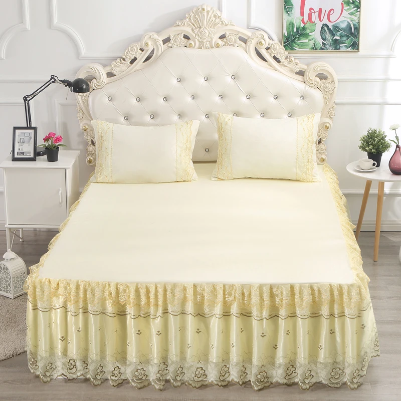 Кружевная кровать юбка наволочки постельное белье комплект принцесса постельные принадлежности простыни покрывало для девочки покрывало# sw - Цвет: -CA-mihuang