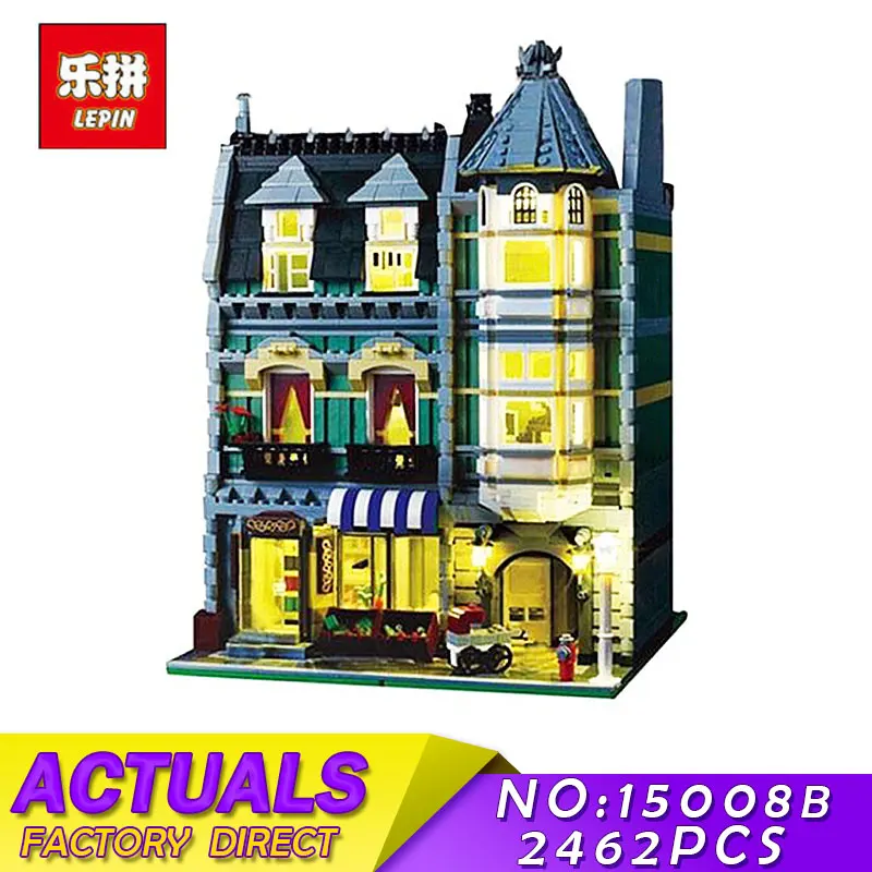 

LEPIN 15008B Genuine Streetview Series 10th Anniversary The Light Version Green Grocer Set 10185 Building Blocks Bricks Toys