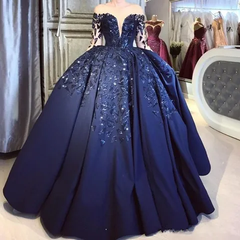 vestido 15 anos azul escuro
