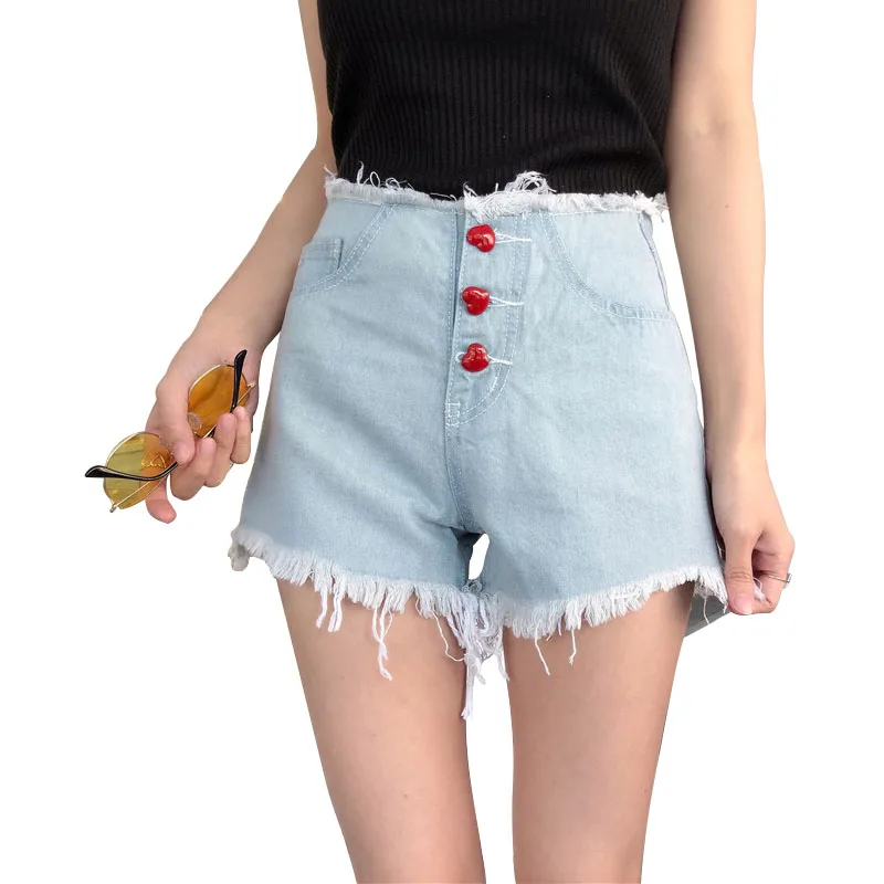 Summer new Embroidery short jeans famale fashion high