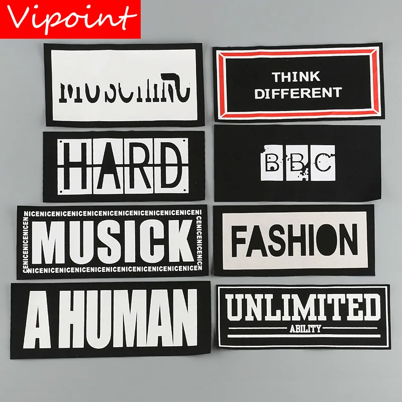 

VIPOINT embroidery printed warning patches letter alphabet patches badges applique patches for clothing YM-27